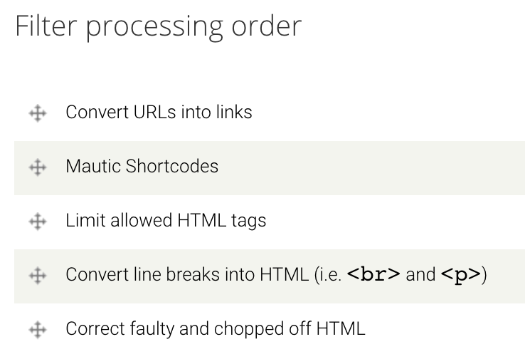 Filter processing order