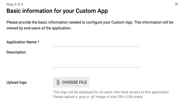 Custom App Basic Information Section
